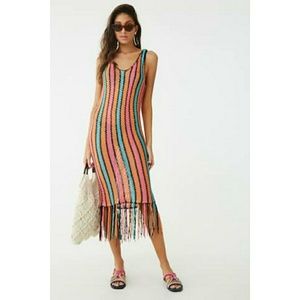 F21 Coachella Boho Crochet Fringe Multicolor Dress